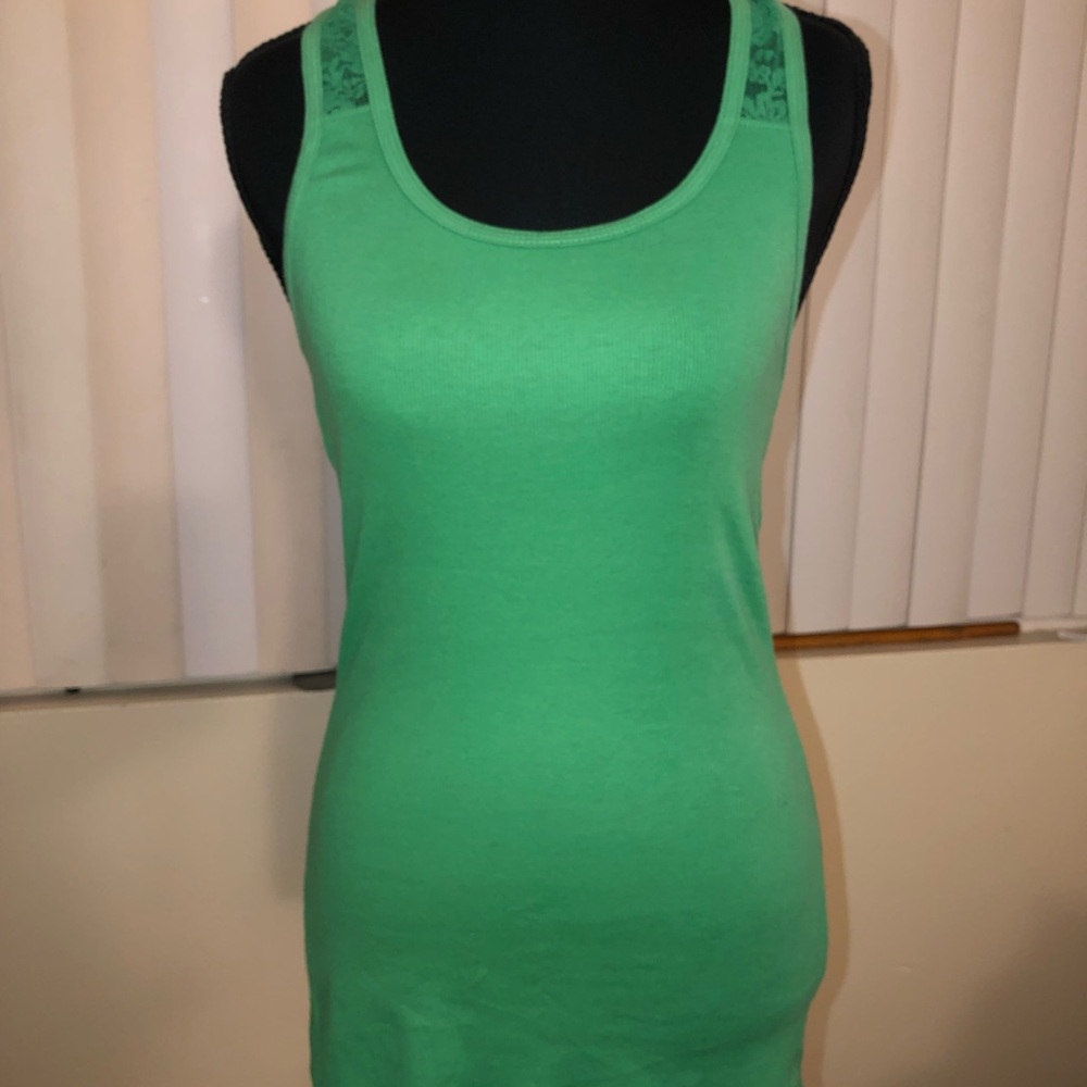 Mossimo Supply Co. Green Lace-Trim Tank